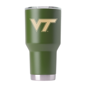 Virginia Tech 30oz Olive Green Tumbler - American Flag Design