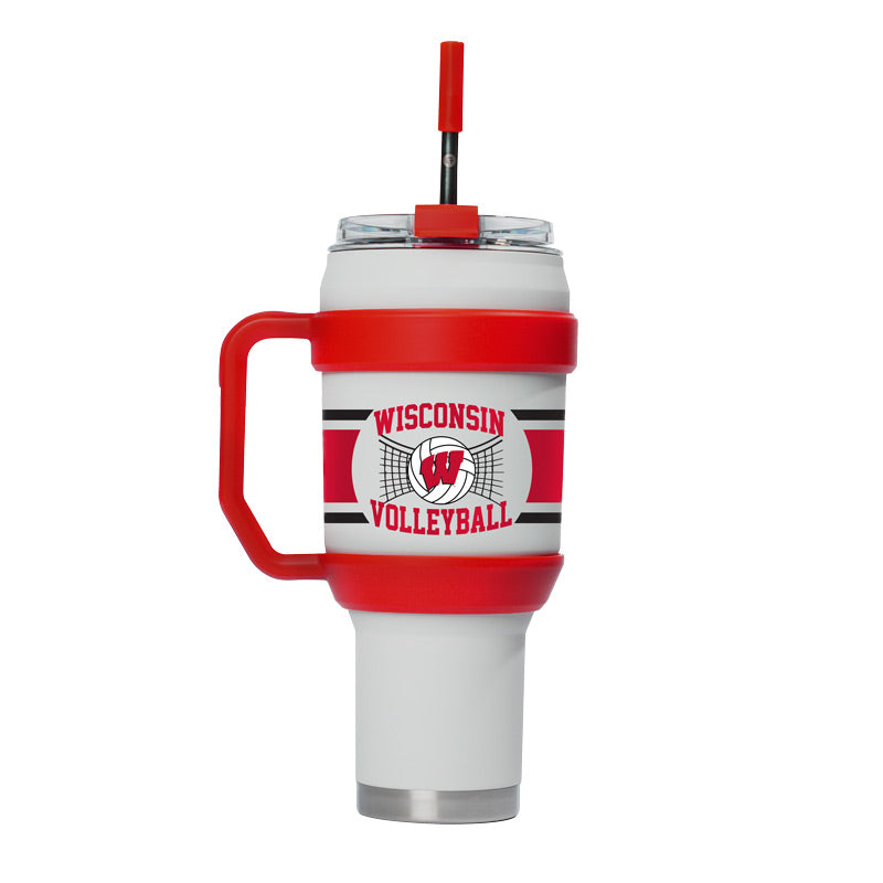 Wisconsin Volleyball 40oz Stainless Steel Tumbler - White