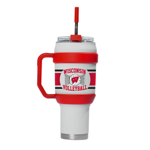 Wisconsin Volleyball 40oz Stainless Steel Tumbler - White