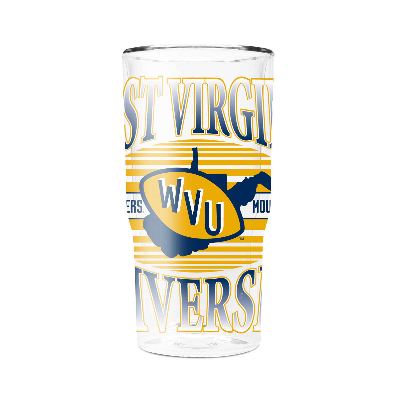 West Virginia College Vault 16oz Glass Tumblers