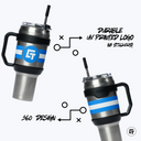 a picture of a coffee cup with a straw in it