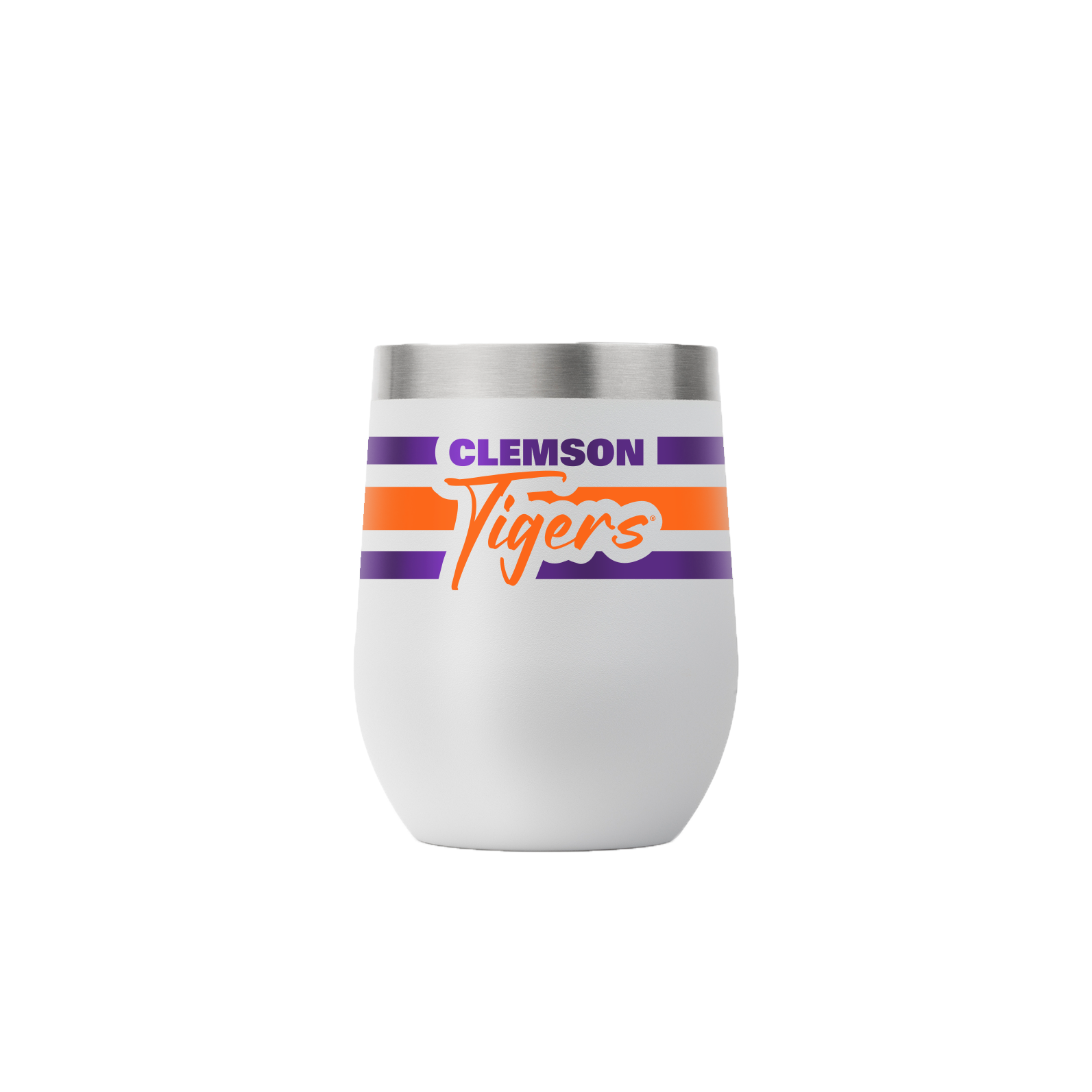 Clemson 12oz Script Stemless Light Gray Tumbler