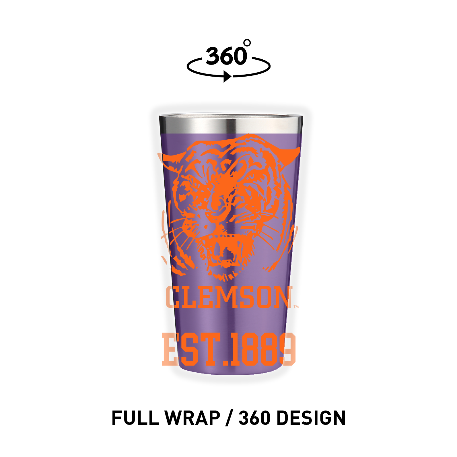 Clemson Vault Collection 16oz Stainless Pint