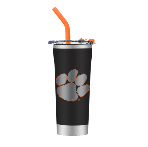 Clemson Black Straw Tumbler