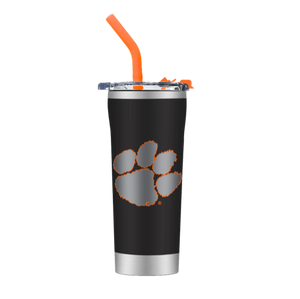 Clemson Black Straw Tumbler