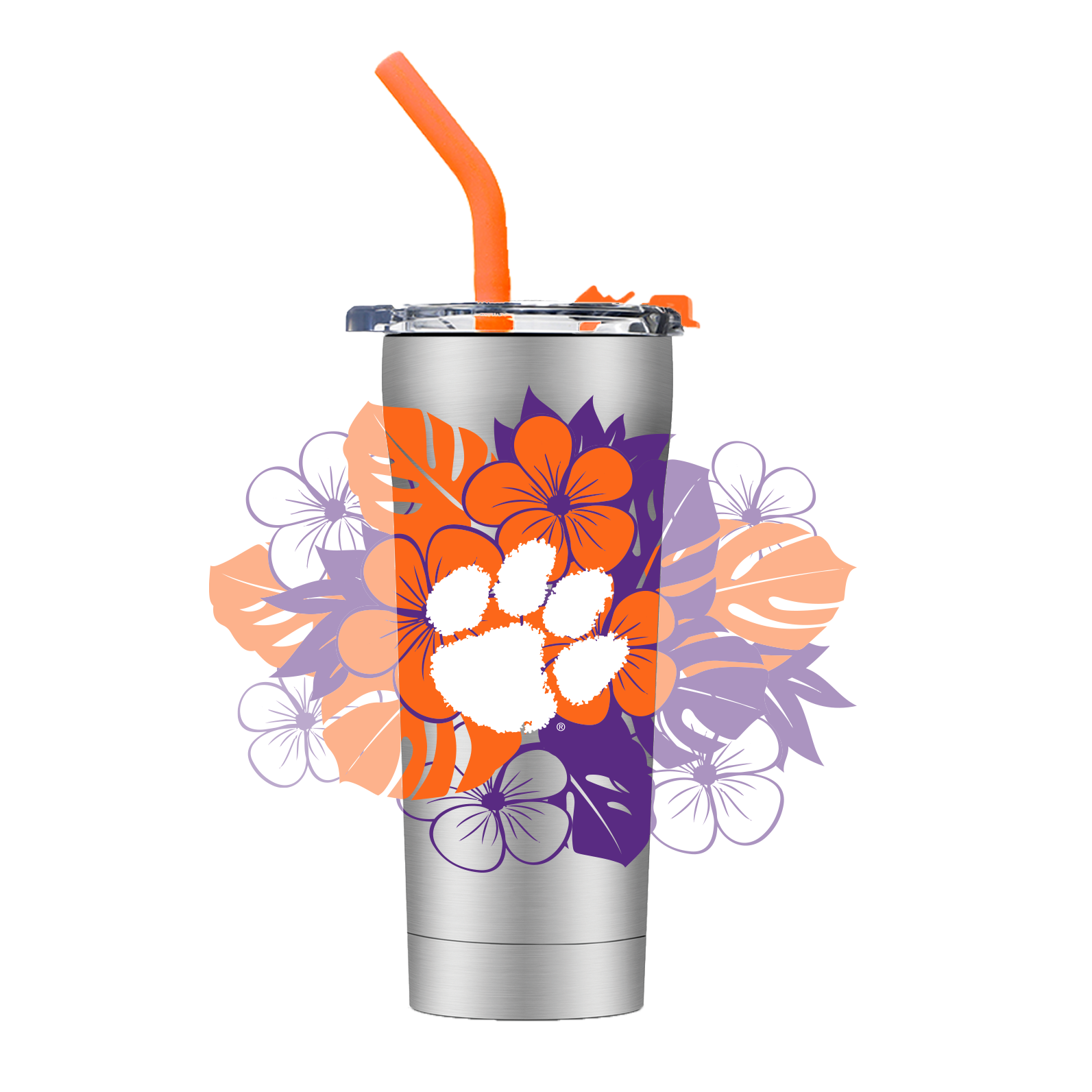 Clemson Straw Floral Tumbler