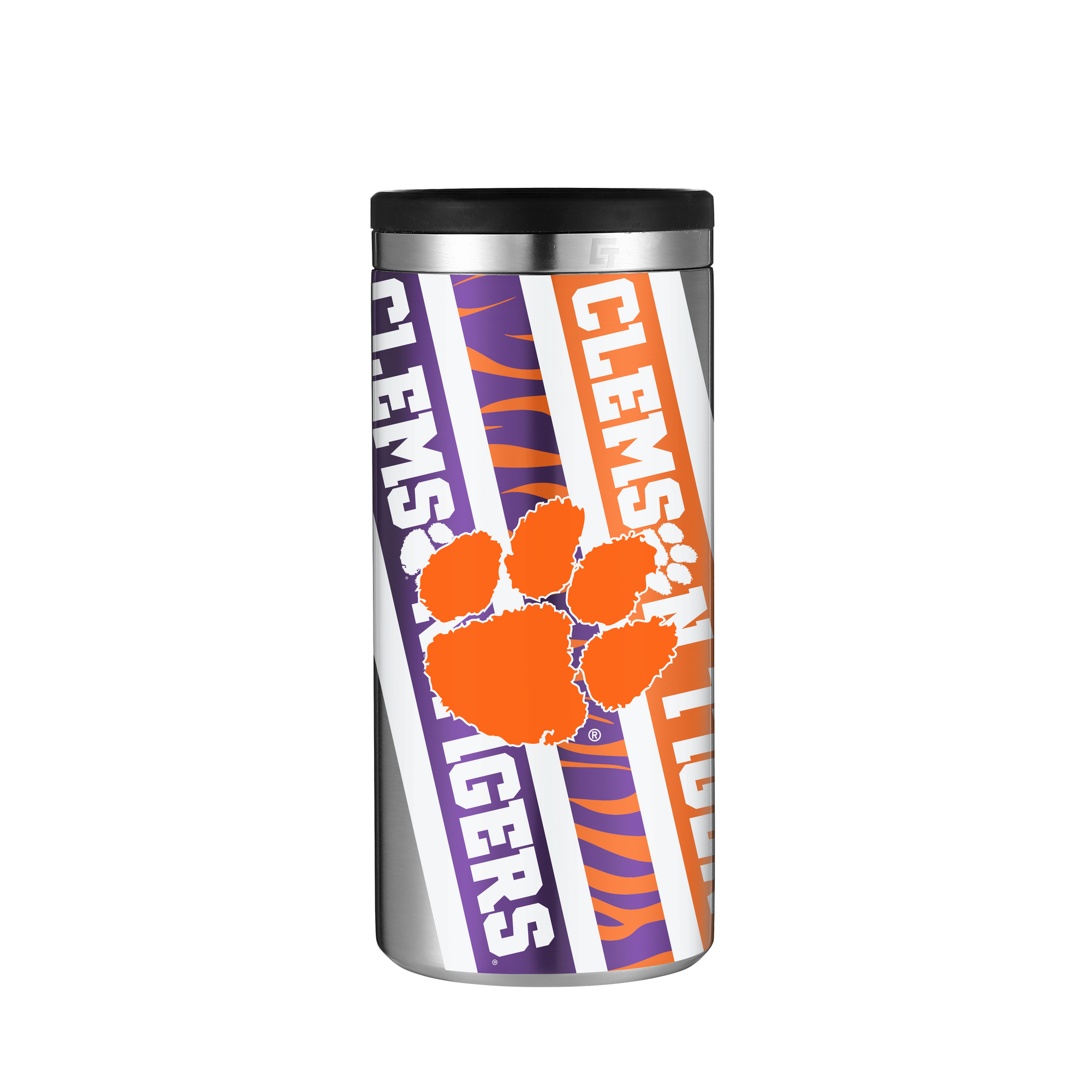 Clemson-Stainless Steel Skinny Can Koozie