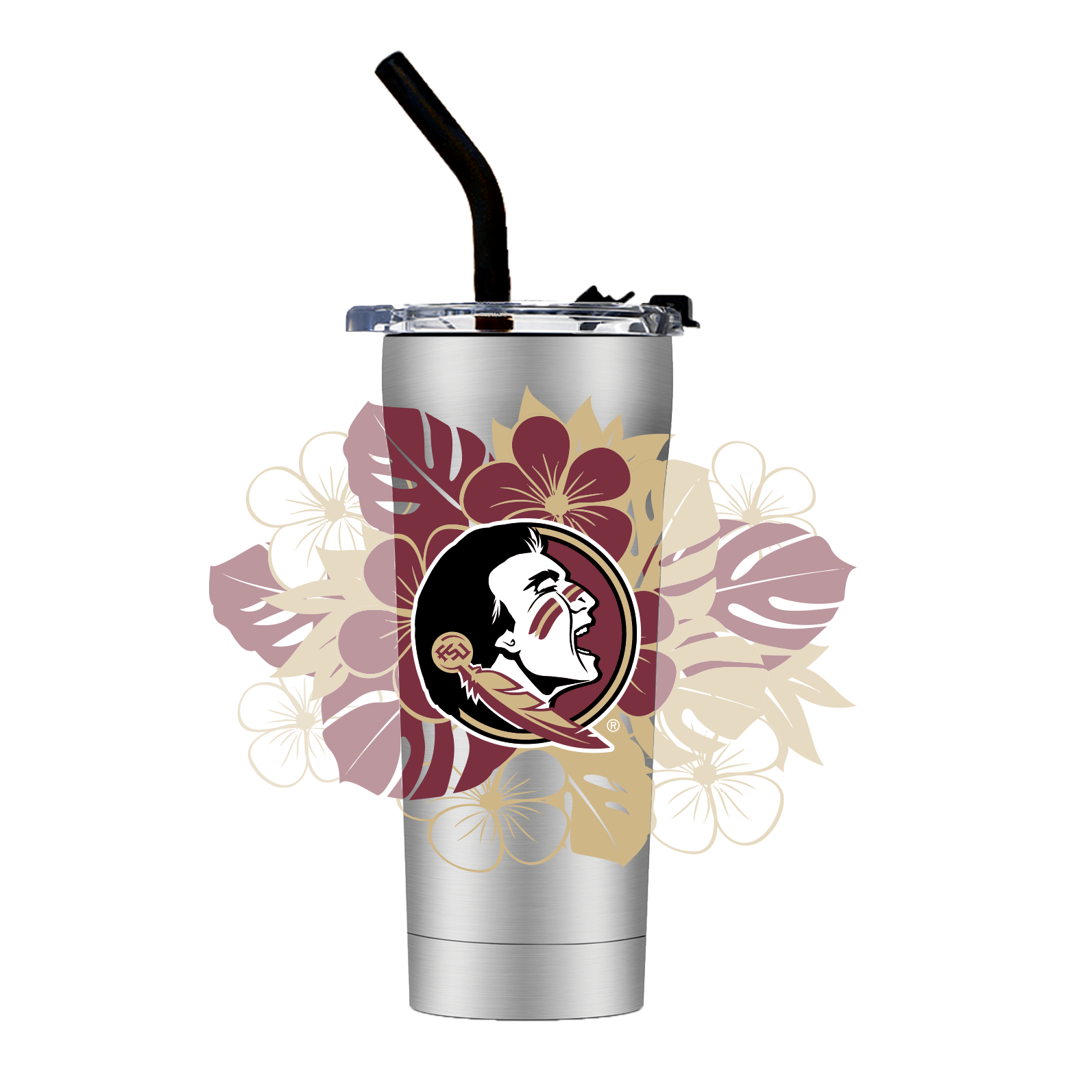 Florida State Straw Floral Tumbler