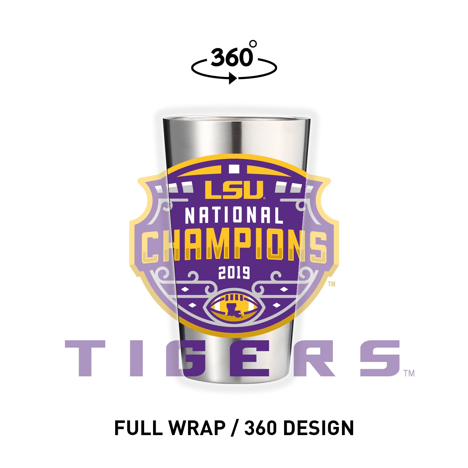 LSU 16oz Stainless Pint 2019 NCAA Champs