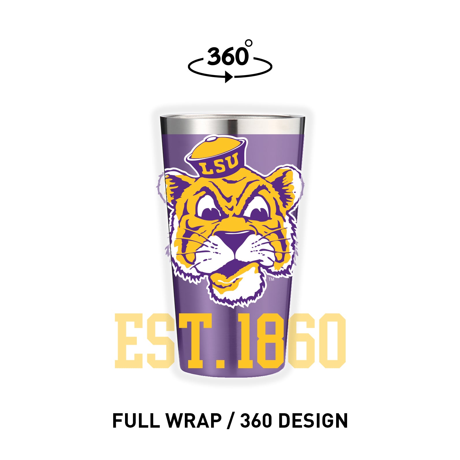 LSU Vault Collection 16oz Stainless Pint