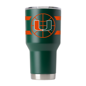 Miami 30oz Green Basketball Tumbler