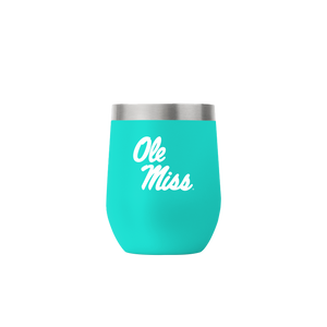 Ole Miss 12oz Stemless Teal Tumbler