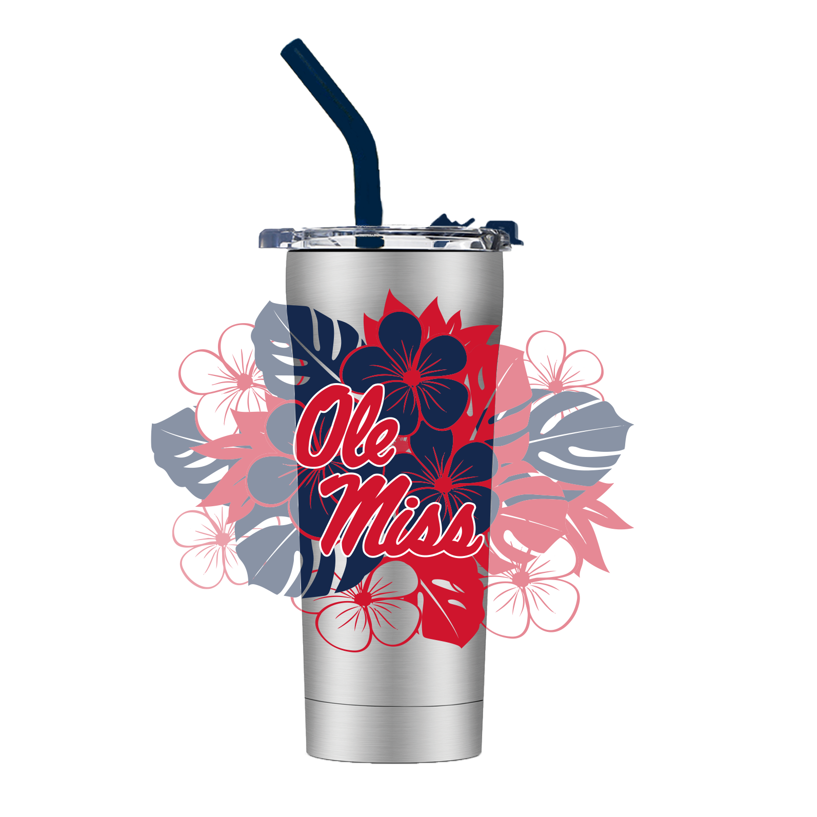 Ole Miss Straw Floral Tumbler