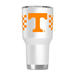 Tennessee 30oz White Stainless Steel Tumbler w-Checkerboard