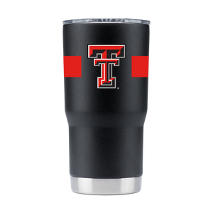 Texas Tech 20oz Red Raiders Black Tumbler w-Stripes