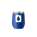 Blue 12oz Waterboys stemless tumbler by gametimesidekicks, with a smooth, rounded shape and vibrant blue color.