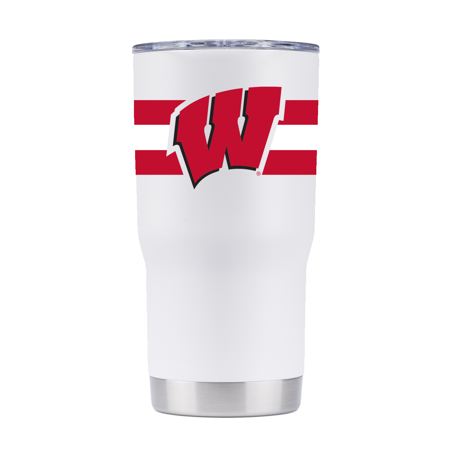 Wisconsin 20oz White Tumbler with Stripes