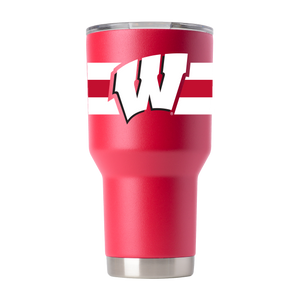 Wisconsin 30oz Red Tumbler with Stripes